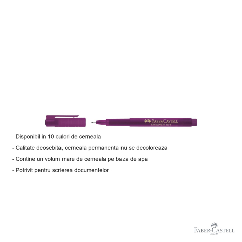 Liner 0.8 mm magenta Faber-Castell Broadpen 1554, cerneala permanenta pe baza de apa, pentru documente si desen tehnic [1]