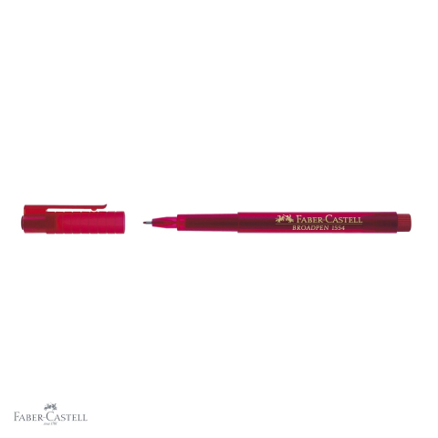 Liner 0.8 mm rosu Faber-Castell Broadpen 1554, varf metalic, cerneala permanenta pentru documente [3]
