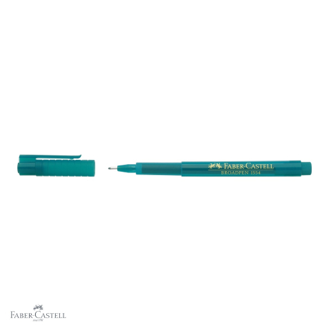 Liner 0.8 mm turcoaz Faber-Castell Broadpen 1554, cerneala permanenta pe baza de apa, pentru documente si desen tehnic [3]