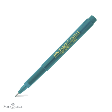 Linere - Liner 0.8 mm turcoaz Faber-Castell Broadpen 1554, cerneala permanenta pe baza de apa, pentru documente si desen tehnic