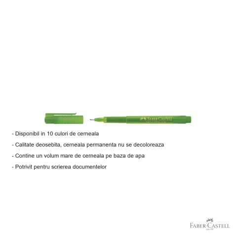 Liner 0.8 mm verde Faber-Castell Broadpen 1554, varf metalic, cerneala permanenta pentru documente [1]