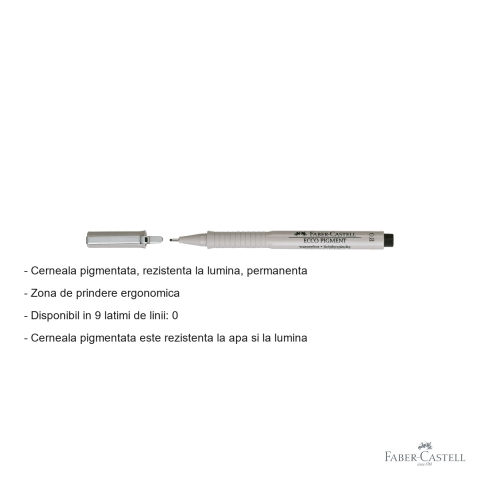 Liner 0.8mm Faber-Castell Ecco Pigment, cerneala pigmentata rezistenta la apa, pentru desen tehnic si schite [1]