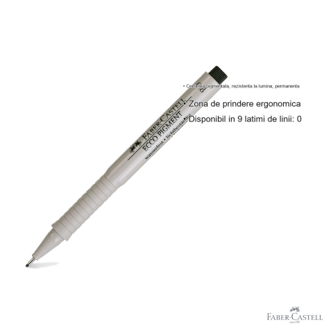 Liner 0.8mm Faber-Castell Ecco Pigment, cerneala pigmentata rezistenta la apa, pentru desen tehnic si schite [2]