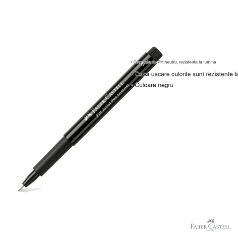 Liner artist pen Faber-Castell Pitt, varf S 0.3 mm, cerneala neagra rezistenta la apa, pentru desen tehnic si ilustratie [2]