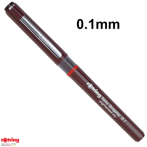 Liner de Precizie 0.1mm cu Tus Rezistent la Apa si Varf Metalic pentru Desen Tehnic, Grafica si Arhitectura, Rotring Tikky Graphic Negru [1]