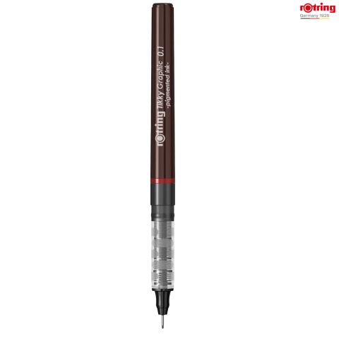 Liner de Precizie 0.1mm cu Tus Rezistent la Apa si Varf Metalic pentru Desen Tehnic, Grafica si Arhitectura, Rotring Tikky Graphic Negru [2]