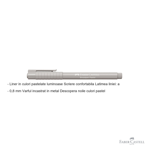Liner Faber-Castell Broadpen 1544 gri pastel, varf 0.8 mm incastrat in metal, pentru scris si desen [1]