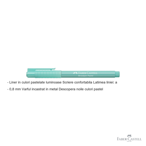Liner Faber-Castell Broadpen 1544 turcoaz pastel, varf 0.8mm incastrat in metal, pentru scris si desen [1]
