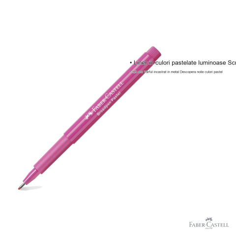 Liner Faber-Castell Broadpen 1554, culoare purpuriu pastel, varf 0.8 mm, pentru scris si desen [2]