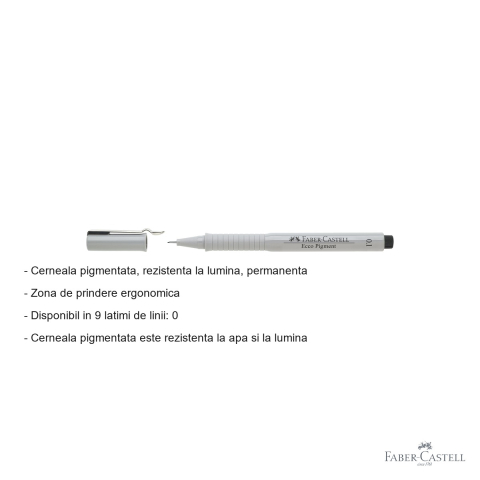 Liner Faber-Castell Ecco Pigment 0.1mm, cerneala pigmentata rezistenta la apa, pentru desen tehnic si schite [1]