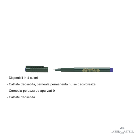 Liner Faber-Castell Finepen 1511 albastru, varf metalic 0.4 mm, pentru desen tehnic si scriere de precizie [1]