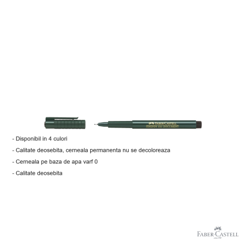 Liner Faber-Castell Finepen 1511, varf metalic 0.4 mm, cerneala permanenta pe baza de apa, negru [1]
