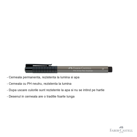 Liner Faber-Castell Pitt Artist Pen, varf S 0.3 mm, cerneala rezistenta, gri cald IV, pentru desen si ilustratie [1]