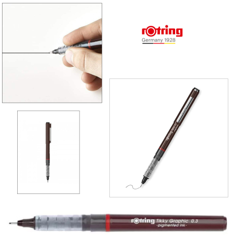 Liner Graphic cu Tehnologie Free Ink 0.3mm Negru, pentru Desen Tehnic si Arhitectura, cu Varf Metalic, Tikky Rotring [3]