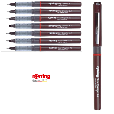 Liner Graphic cu Tehnologie Free Ink 0.5mm Negru, pentru Contururi si Scriere Indraznete, cu Varf Metalic, Tikky Rotring [3]