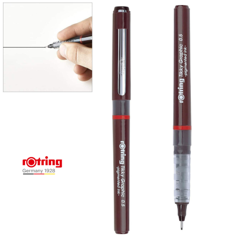 Liner Graphic cu Tehnologie Free Ink 0.5mm Negru, pentru Contururi si Scriere Indraznete, cu Varf Metalic, Tikky Rotring [2]