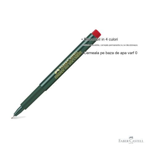 Liner rosu Faber-Castell Finepen 1511, varf metalic 0.4 mm, cerneala pe baza de apa [2]