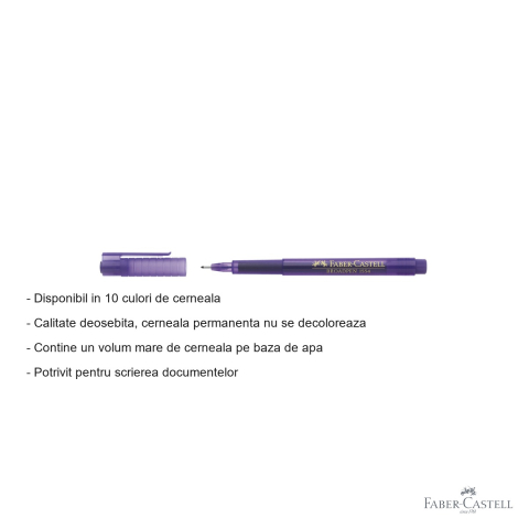 Liner violet 0.8 mm Faber-Castell Broadpen 1554, varf metalic, cerneala permanenta pentru documente [1]