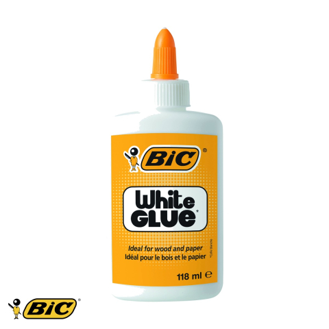 Birotica papetarie - Lipici lichid Bic, 118 ml, alb, aplicator precis, pentru hartie carton fotografii si lemn