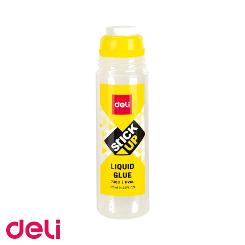 Articole lipire - Lipici lichid Deli 125ml, cu aplicator plastic, pentru birou si scoala