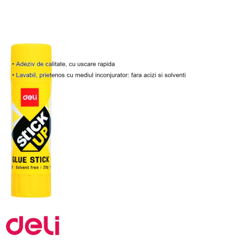 Lipici stick Deli 20g, adeziv cu uscare rapida, lavabil, pentru birou si scoala [2]
