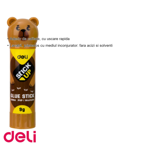 Lipici stick Deli model animale, adeziv 9g cu uscare rapida, lavabil, pentru copii si birou [2]
