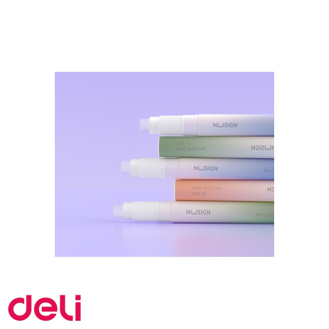 Lipici stick Deli Nusign, 2.2g, violet, uscare rapida 60 secunde, forma creion cu clips, lavabil [3]