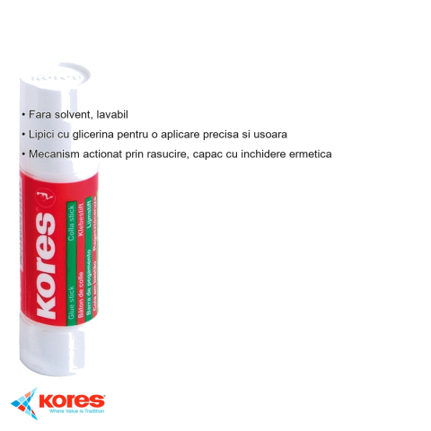 Lipici stick Kores 8g, cu glicerina, fara solvent, lavabil, pentru birou si scoala [2]