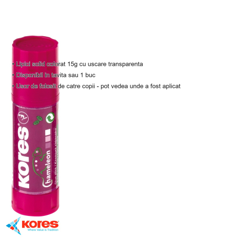 Lipici stick Kores Chameleon 15g, colorat cu uscare transparenta, pentru birou si hobby [2]
