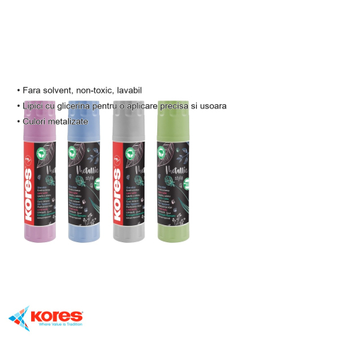 Lipici stick Kores metalizat 20g, formula cu glicerina, pentru hartie, carton si foto [2]