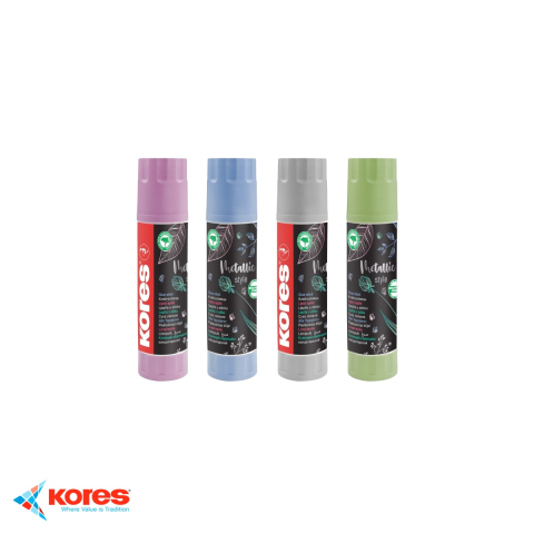 Birotica papetarie - Lipici stick Kores metalizat 20g, formula cu glicerina, pentru hartie, carton si foto