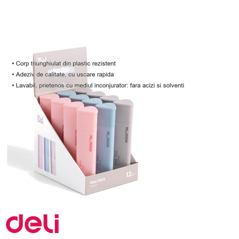 Lipici stick triunghiular Deli Nusign 21g, uscare rapida, lavabil, pentru birou si scoala [2]