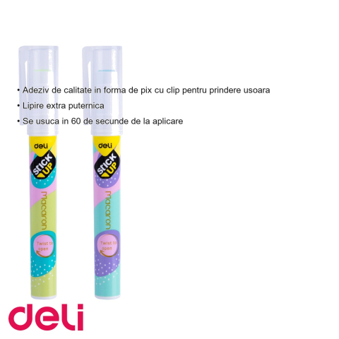 Lipici tip creion Deli, 2.6g, uscare rapida 60 secunde, lavabil, pentru birou si scoala [2]