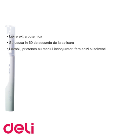 Lipici tip creion Deli Nusign 2.2g, uscare rapida 60 secunde, verde, cu clips de prindere [2]