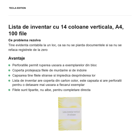 Lista de inventar cu 14 coloane verticala, A4, 100 file [1]