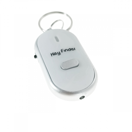 Accesorii Diverse - Localizator chei Blow 11947, tip breloc, cu inel de prindere, semnalizare audio si vizuala cu LED, alb cu argintiu