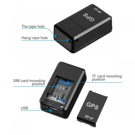 Localizator mini GPS, GF-07, pozitionare in timp real, monitorizare sunet, cu SIM card [7]