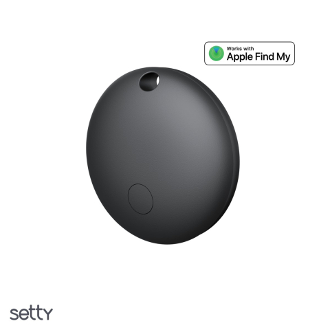 Localizatoare - Localizator Setty FindMyTag 01, bluetooth v.5.2, alimentare cu baterie CR2032, cu carcasa din silicon, rotund, Negru