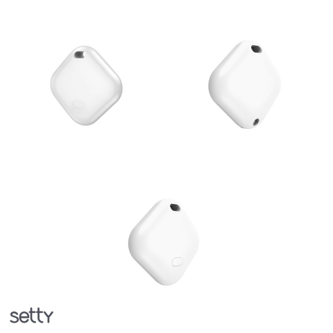 Localizator Setty FindMyTag 02, bluetooth v.5.2, alimentare cu baterie CR2032, cu carcasa din silicon, patrat, Alb [3]
