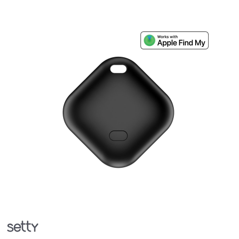 Localizatoare - Localizator Setty FindMyTag 02, bluetooth v.5.2, alimentare cu baterie CR2032, cu carcasa din silicon, patrat, Negru