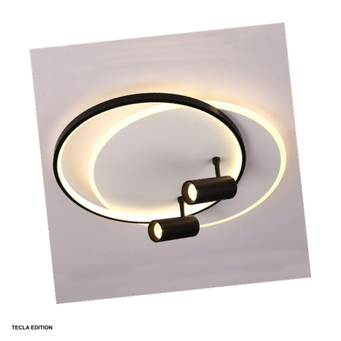 Corpuri iluminare - Lustra LED Carina DL75L401 cu 2 spoturi, 60 W, 3800 lm, 3 temperaturi de lumina, cu telecomanda, negru