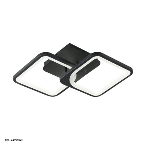 Corpuri iluminare - Lustra LED Hebe DL75L052B, 50 W, 2 brate, 3 temperaturi de lumina, cu telecomanda IR, negru