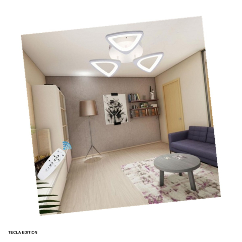 Corpuri iluminare - Lustra LED Hygiea DL75L003, 50 W, 3 brate, 3 temperaturi de lumina, cu telecomanda IR