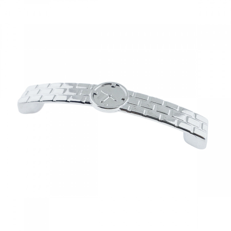 Maner din metal pentru mobilier, lungime 115 mm, cu design ceas, MOB-66989, argintiu [1]
