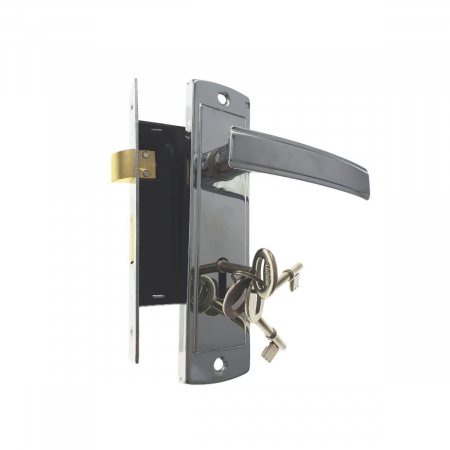 Feronerie si accesorii - Broasca pentru usa de interior, cu maner si 3 chei, cromata