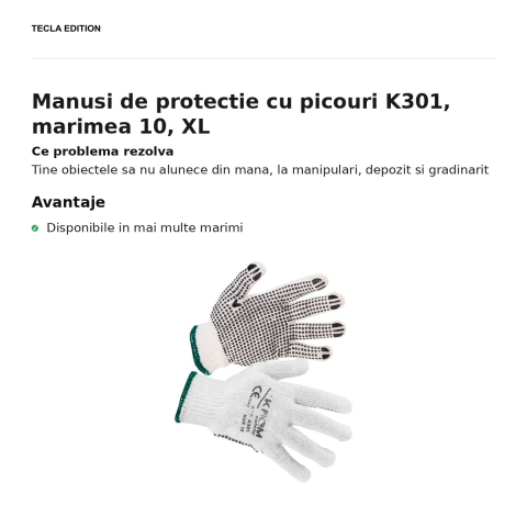 Manusi de protectie cu picouri K301, marimea 10, XL [1]