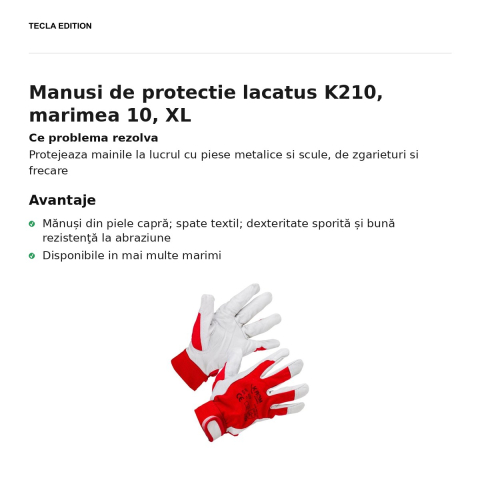 Manusi de protectie lacatus K210, marimea 10, XL [1]