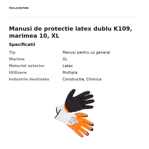 Manusi de protectie latex dublu K109, marimea 10, XL [2]