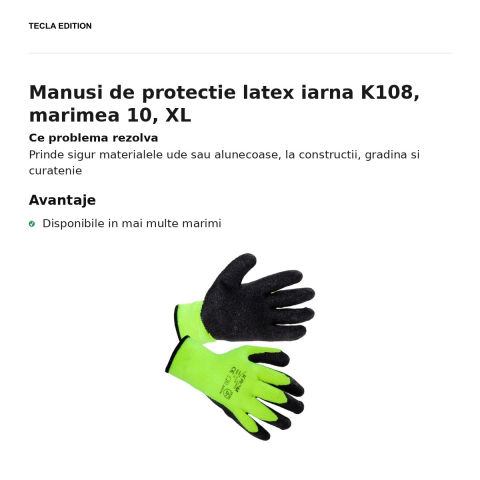 Manusi de protectie latex iarna K108, marimea 10, XL [1]