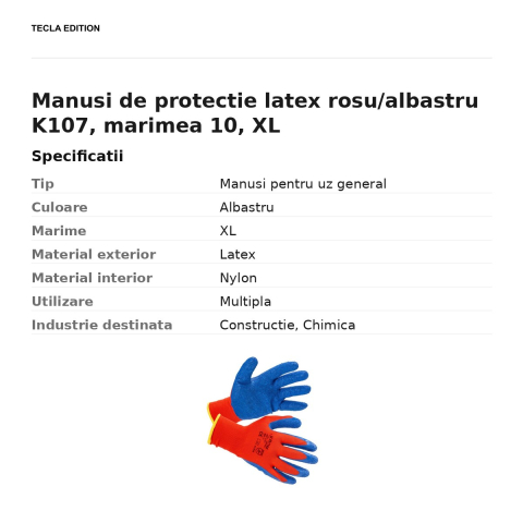 Manusi de protectie latex rosu/albastru K107, marimea 10, XL [2]